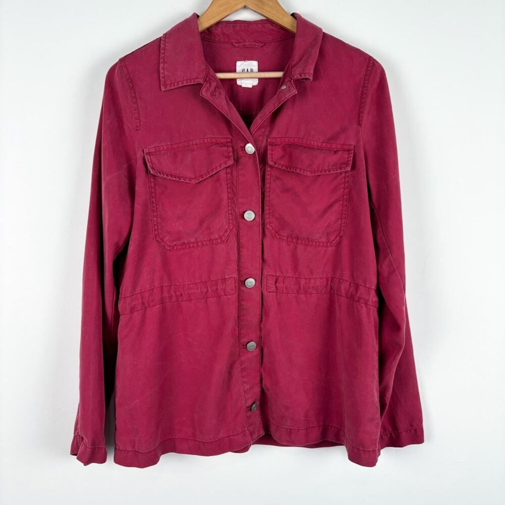 GAP Red Shacket Utility Button Down Jacket